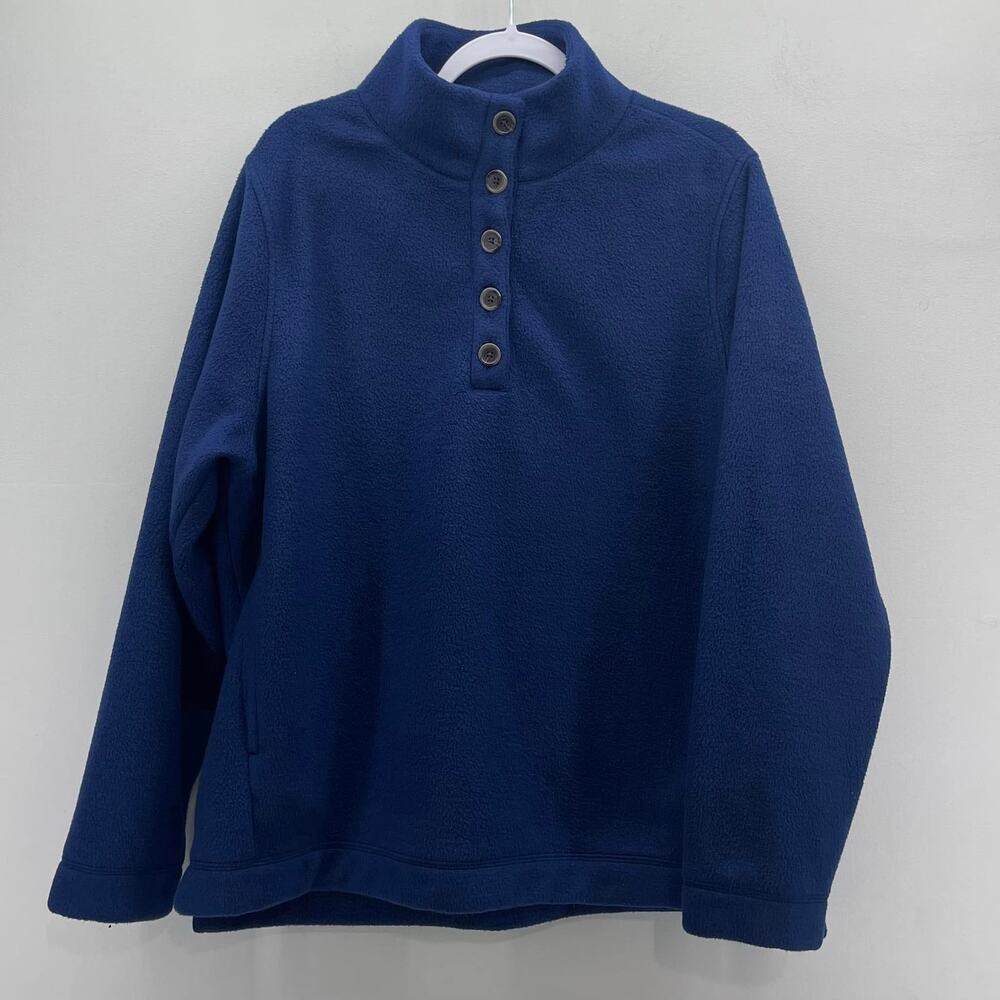 J Crew 1/4 Henley Button Pullover Jacket Mens XL Navy Blue Soft Cloudspun Fleece